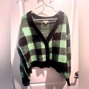 green & black cardigan
